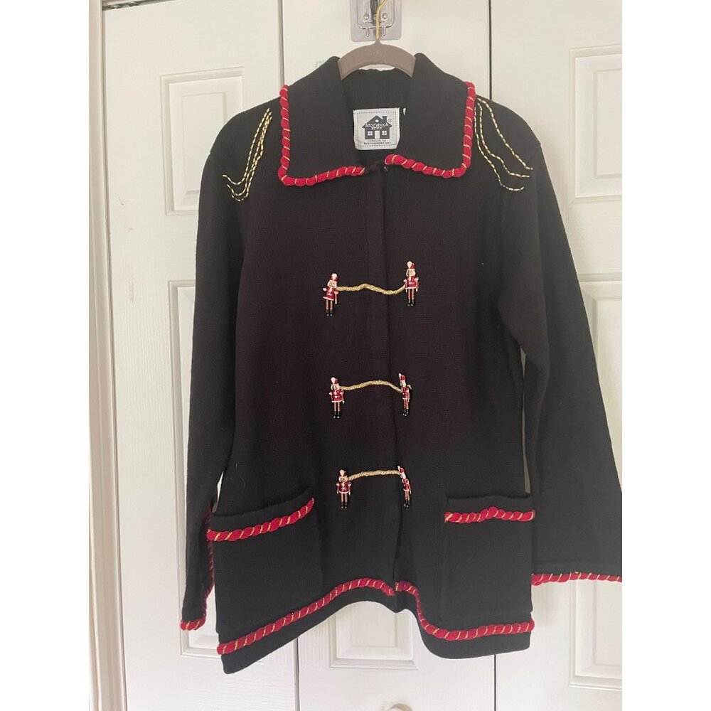 NWT Vintage Storybook Knits NUTCRACKER Black Christmas Holiday Ugly Sweater